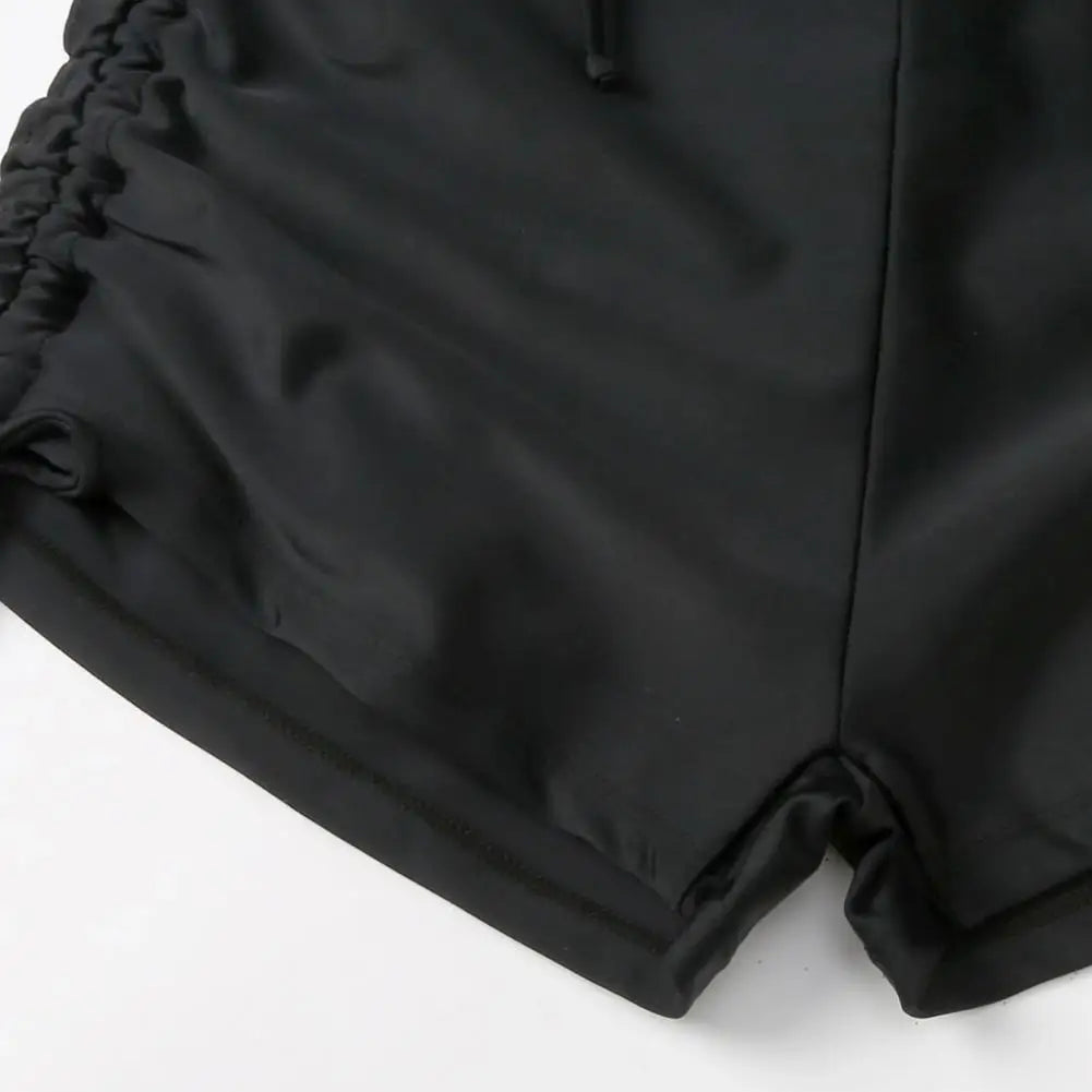 2Pcs/Set Swimsuit for Women Bikini Set V-Neck Short Sleeve Tops High Waist Drawstring Swimming Trunks Quick Drying Swimsuit