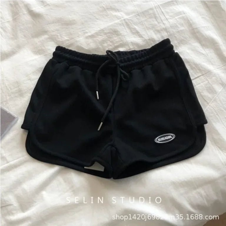 Pantalones cortos de verano para mujer, en forma de A, ajustados, versátiles, holgados, para chica, para verano, para exteriores, informales, deportivos, de tres piezas