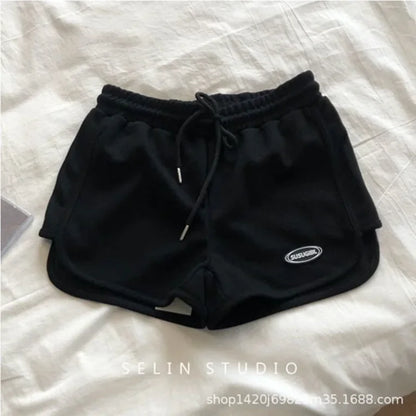 Pantalones cortos de verano para mujer, en forma de A, ajustados, versátiles, holgados, para chica, para verano, para exteriores, informales, deportivos, de tres piezas