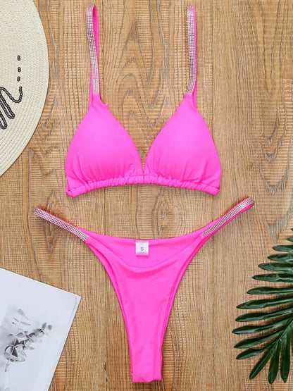 Sexy Shiny Sequins Mini Micro Thong Bikini Women Swimsuit Female Swimwear Two pieces Bikini set Brazilian Bathing Suit Swim Lady