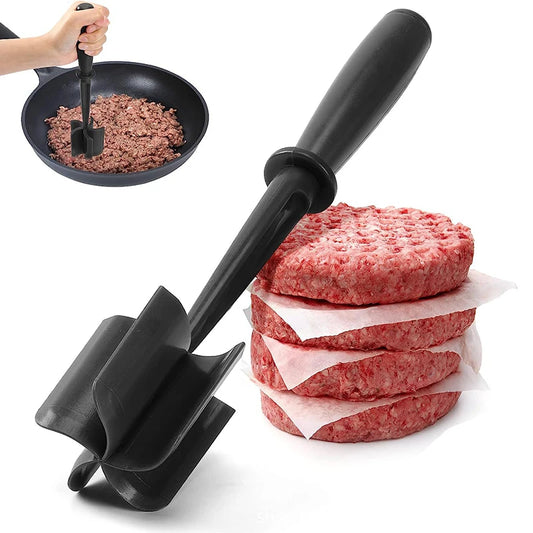 1/2 pieza de picadora de carne de cocina, machacadora de carne molida, espátula para mezclar, moler y machacar, raspador de carne para picar carne