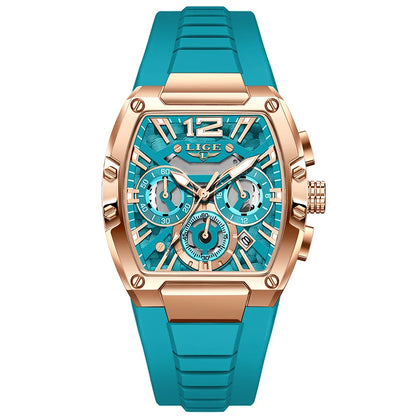 LIGE Reloj de cuarzo sencillo para hombre, correa de silicona, deportivo, informal, para exteriores, calendario, luminoso, resistente al agua, hueco, nuevo