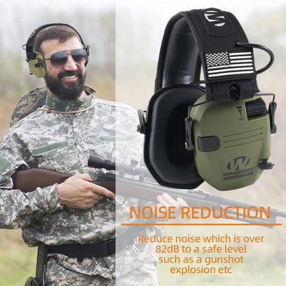 Los protectores auditivos para caza y tiro al aire libre reducen activamente el ruido para proteger la audición y entrenan los auriculares tácticos para fortalecer la voz humana.
