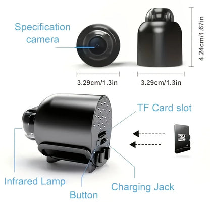 Mini cámara HD WiFi 1080P, grabadora de video inalámbrica remota para el hogar, mascotas, perros y niños, monitoreo de seguridad para iPhone y batería.