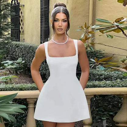Townlike Waist Wrap Elegant A-line Dress Women Spaghetti Strap Mini 2024 Spring Summer Dress Backless Sexy Party Dresses