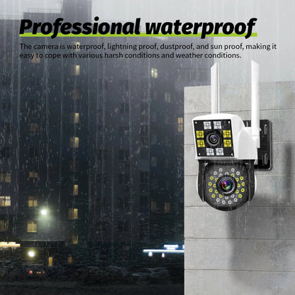 Cámara inalámbrica Neye 4K/8MP WiFi 1080P con doble lente y pantalla dual para exteriores, cámara IP para el hogar, cámara de seguridad CCTV con doble lente