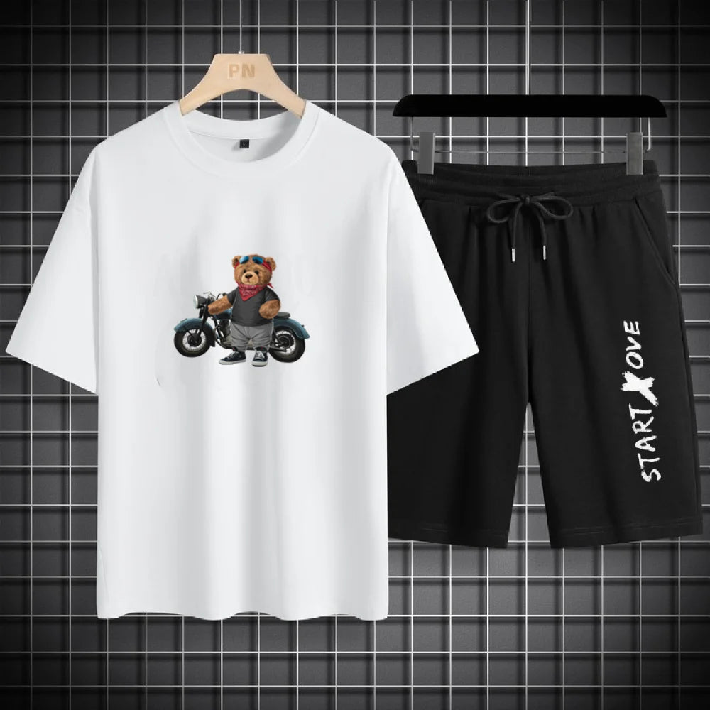 Ropa deportiva de verano para hombre 2025: camiseta fina y transpirable y pantalones cortos casuales de moda para baloncesto y deportes de ocio.