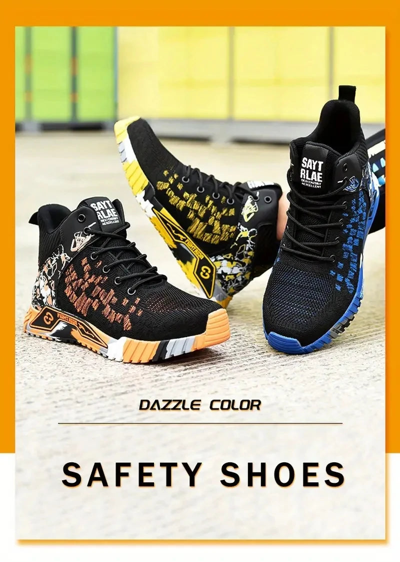 Zapatos de seguridad de caña alta con punta de acero para hombre y mujer, botas de seguridad indestructibles y antigolpes.