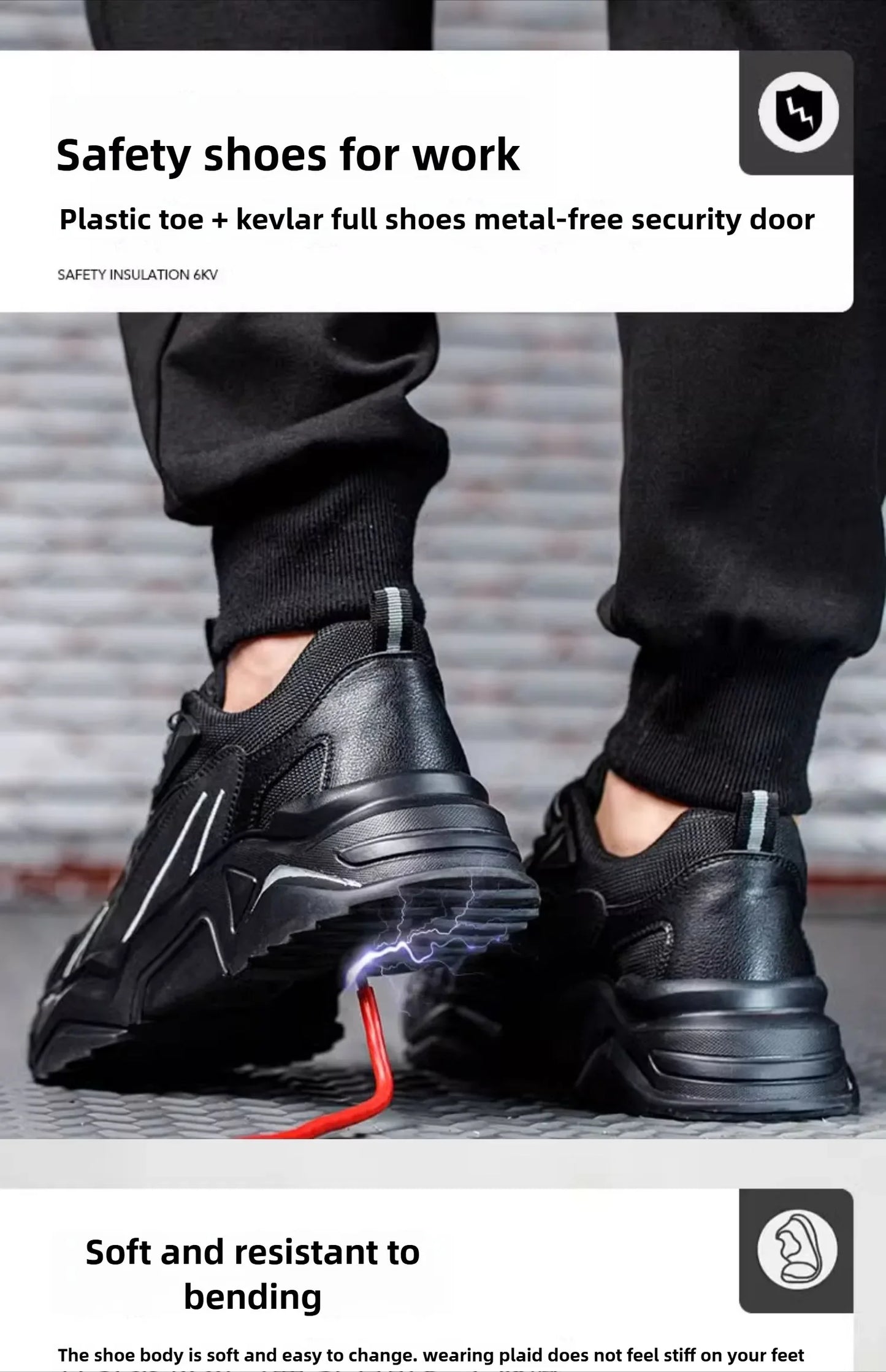 Safety Shoes Lightweight Breathable Steel Toe Anti Smash Puncture Proof Kevlar Soft Sole Insulated Work Sneakers for Men Women