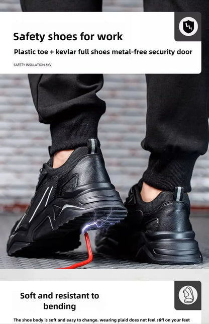 Safety Shoes Lightweight Breathable Steel Toe Anti Smash Puncture Proof Kevlar Soft Sole Insulated Work Sneakers for Men Women