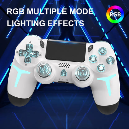 Controlador de juegos inalámbrico GAMINJA RGB Light para consola PS4 PS3, computadora, PC, LED, Bluetooth, giroscopio de 6 ejes, doble vibración