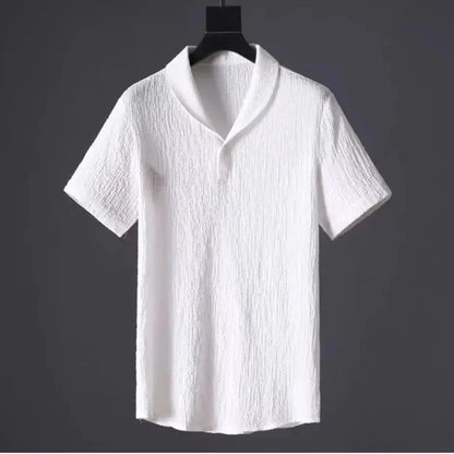 Conjunto de polo informal para hombre, moda de verano, manga corta plisada, cuello vuelto, traje de dos piezas, ropa ligera para hombre