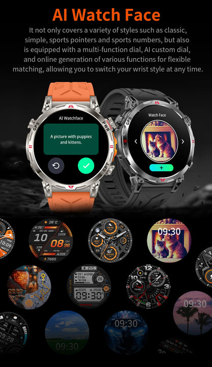 Reloj inteligente con GPS para hombre, pulsera deportiva con control del ritmo cardíaco, Bluetooth, llamadas, 530 mAh, resistente al agua hasta 3 ATM, 2025