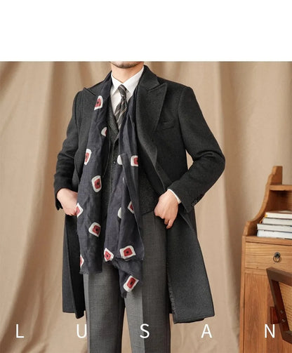 Abrigo Chester de lana 50% para hombre - 800 g. Chaqueta de campo retro cruzada de otoño/invierno.