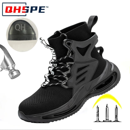 Tall Men's Anti Smashing and Anti Piercing Steel Toe Protective Safety Shoes Lightweight and Breathable Wear Resistant Durable