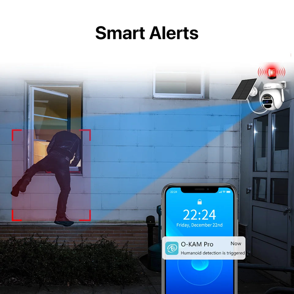 Cámaras de seguridad solares Vstarcam 2K 3MP inalámbricas para exteriores con alimentación por batería, resistentes al agua IP66, detección humana PIR, audio bidireccional