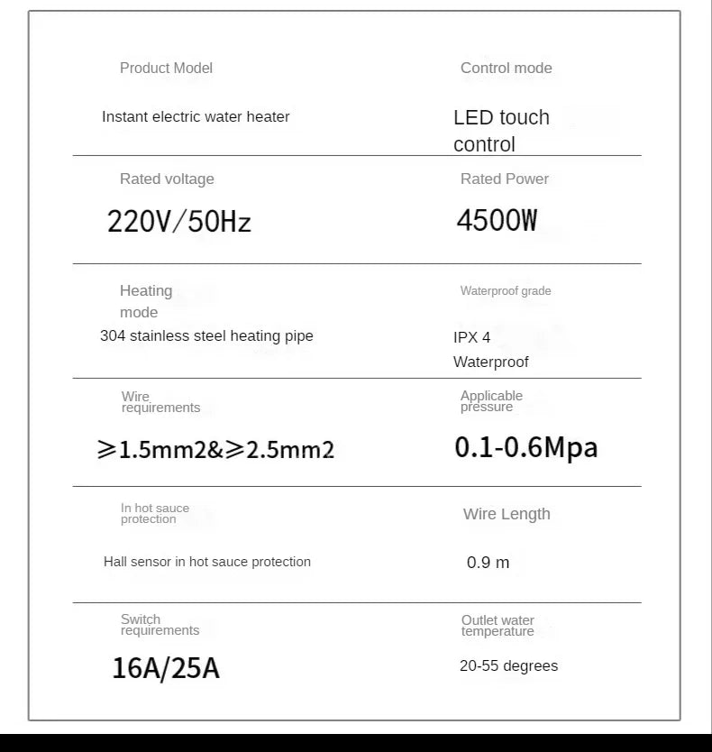 Calentador de agua instantáneo sin tanque 220v con termostato, calentador de inducción, calentadores eléctricos táctiles inteligentes para ducha