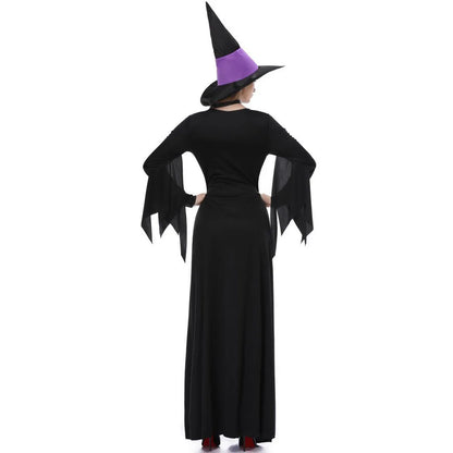 Halloween Gothic Witch Cosplay Costumes Women Sexy Witch Dress With Hat Carnival Party Performese Clothes