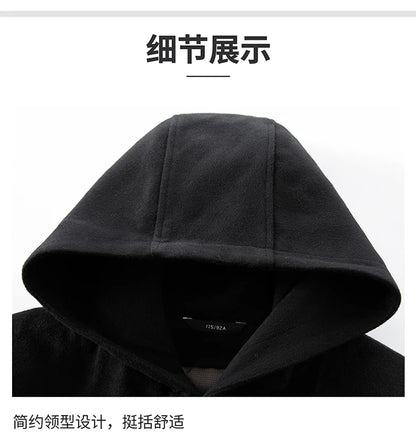 Abrigo largo de lana para hombre COMXZ, colección invierno 2025, gabardina de cachemir de diseño, chaqueta con capucha y forro de plumón de pato blanco, abrigo de lana de lujo