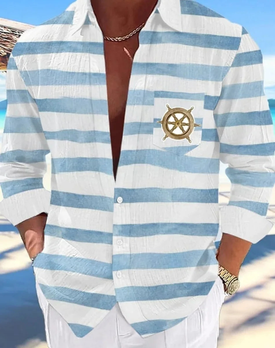 Camisa hawaiana informal para hombre, nueva camisa de verano con estampado 3D azul marino, camisa informal de manga corta, ropa transpirable para hombre