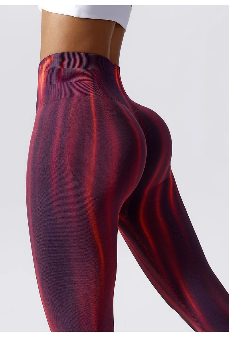 Pantalones de yoga para mujer con estampado tie-dye Cloud Rise, leggings deportivos sexys para gimnasio, mallas sin costuras, pantalones de cintura alta para entrenar.