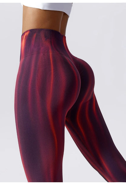 Pantalones de yoga para mujer con estampado tie-dye Cloud Rise, leggings deportivos sexys para gimnasio, mallas sin costuras, pantalones de cintura alta para entrenar.