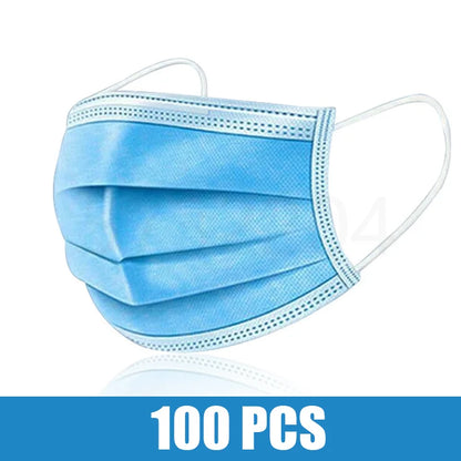 Mascarillas quirúrgicas desechables de 10 a 200 unidades, mascarillas faciales médicas de 3 capas con filtro, antipolvo, transpirables, con elásticos para las orejas, mascarillas bucales para adultos.