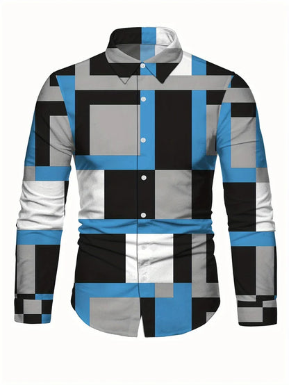 Camisa casual estampada para hombre 2025 con mangas largas transpirables y botones de plomo adecuada para primavera y otoño.