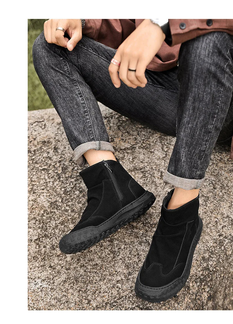 Botas Martin de caña alta para hombre, nuevo calzado de otoño, transpirables, de tendencia, versátiles, antideslizantes, para uso casual y laboral.