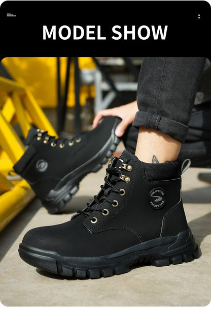 Bota de seguridad para hombre y mujer, resistente a impactos y pinchazos, con suela de goma ligera, forro interior cómodo y protección antisalpicaduras.