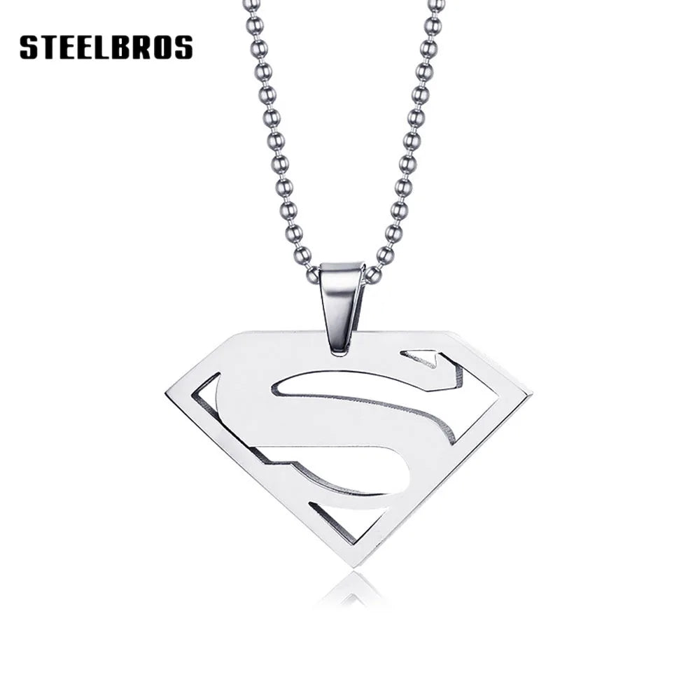 STEELBROS - Colgante de acero inoxidable pulido de alta calidad con diseño de película de anime, superhéroe, para hombre, regalo de joyería para niños y niñas