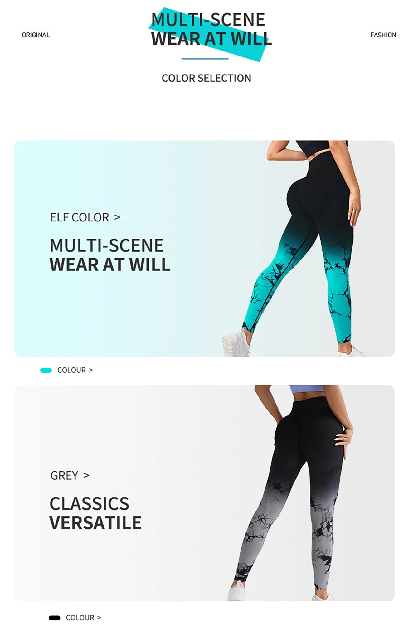 Pantalones de yoga con efecto tie-dye degradado, sin costuras, para mujer, para correr y hacer deporte, cintura alta y levantamiento de cadera, ropa de fitness elástica ajustada.