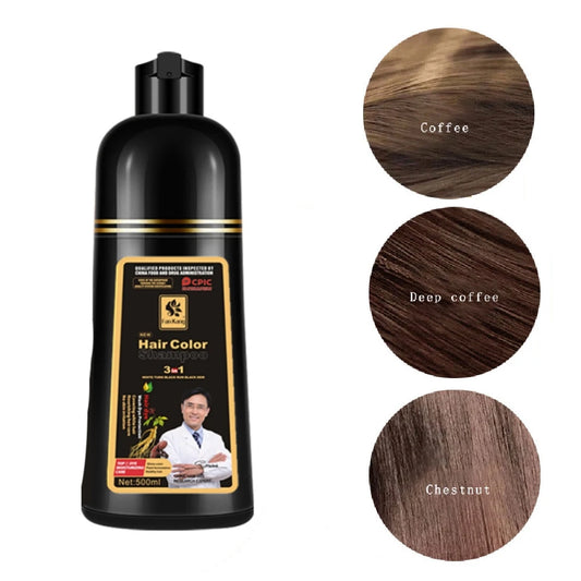 Champú para teñir el cabello gris, 3 en 1, para mujeres y hombres, con tinte negro, crema nutritiva natural a base de hierbas para el cuidado del cabello.