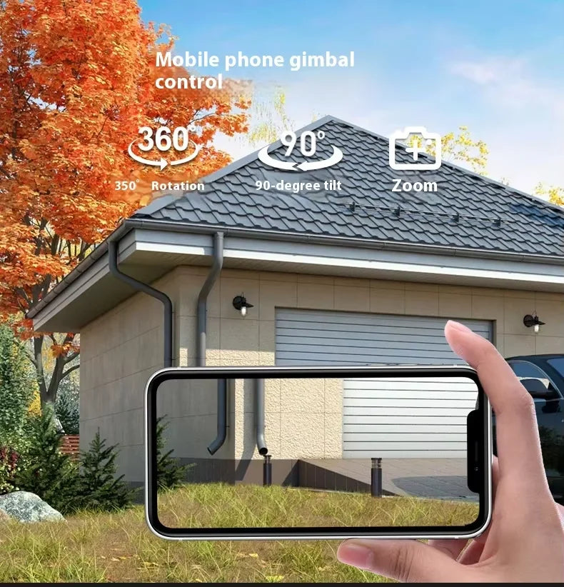 Cámara solar inalámbrica WiFi DIFANG V380 Pro para exteriores con tres pantallas, tarjeta SIM 4G y batería. Sistema de videovigilancia solar con tres lentes y batería.