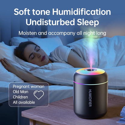 Mini humidificador de aire de 180 ml, difusor de aroma eléctrico USB, purificador de aceites esenciales, generador de niebla de aromaterapia, luces para coche, hogar y dormitorio.