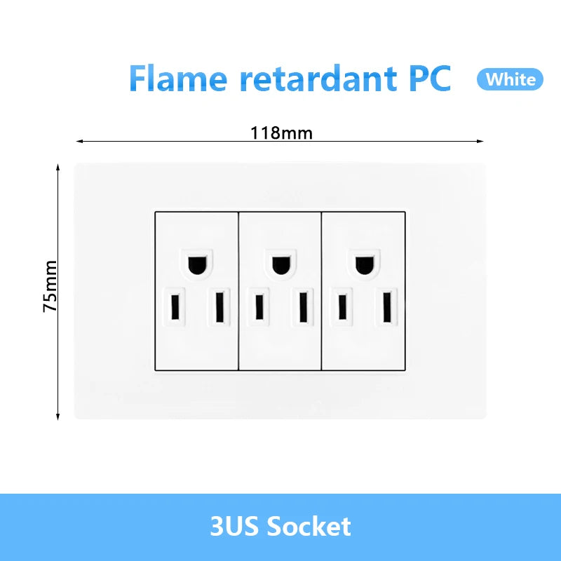 Enchufe de pared USB inteligente tipo C de 20 W con carga rápida para Italia, Chile y México; panel de interruptor de luz eléctrico de Brasil con toma USB-C universal.
