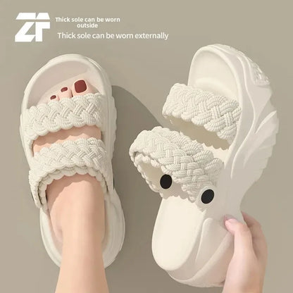 Sandalias casuales de playa para mujer, verano 2025, nuevo estilo, EVA, suela gruesa, con realce, para uso en exteriores, zapatillas antideslizantes, zapatos sin cordones