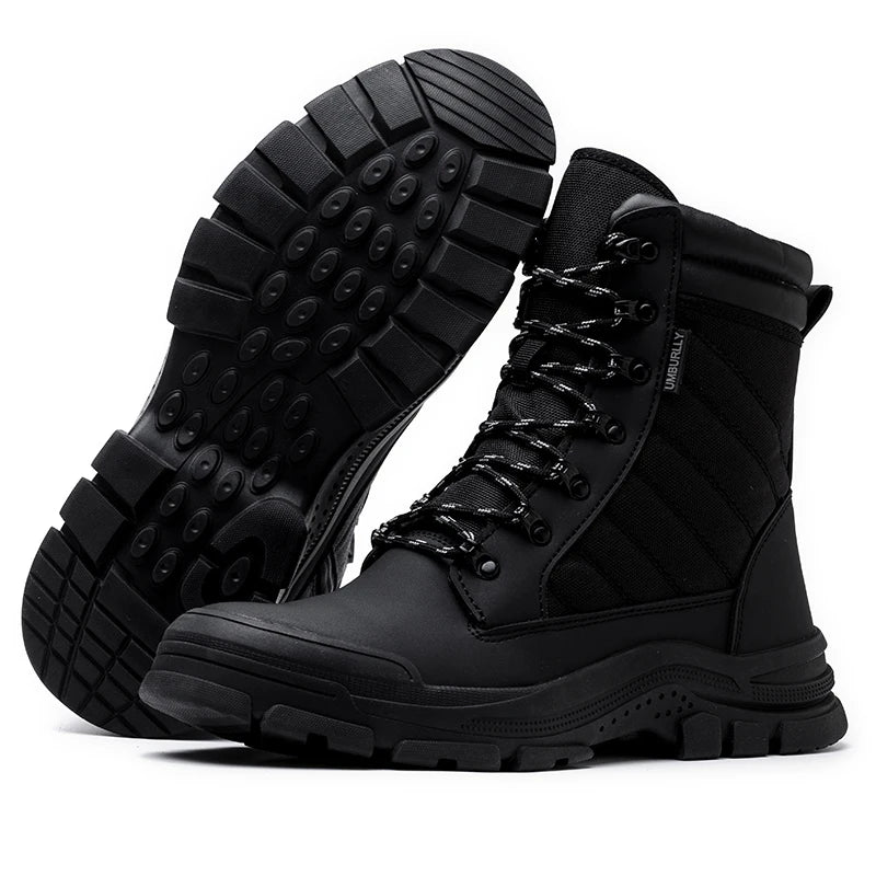 Botas de seguridad para hombre, botas militares para exteriores, resistentes a golpes y perforaciones, calzado industrial, botas con cremallera, botas indestructibles.