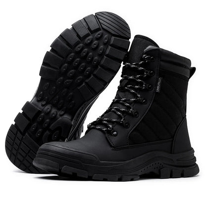 Botas de seguridad para hombre, botas militares para exteriores, resistentes a golpes y perforaciones, calzado industrial, botas con cremallera, botas indestructibles.