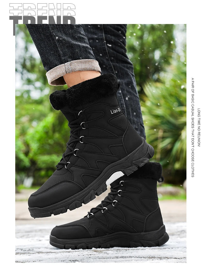 Nuevas botas de invierno para hombre, cálidas y afelpadas, hasta media pantorrilla, para exteriores, antideslizantes, impermeables, para nieve, zapatos de algodón a la moda para hombre.