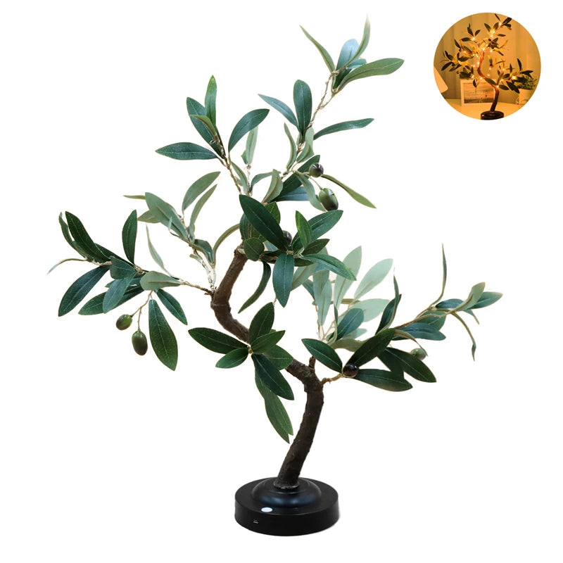 Luces LED para árbol, luz ambiental verde, lámparas de mesa con batería, para interiores, salas de estar, dormitorios, camping, decoración de verano para el hogar.