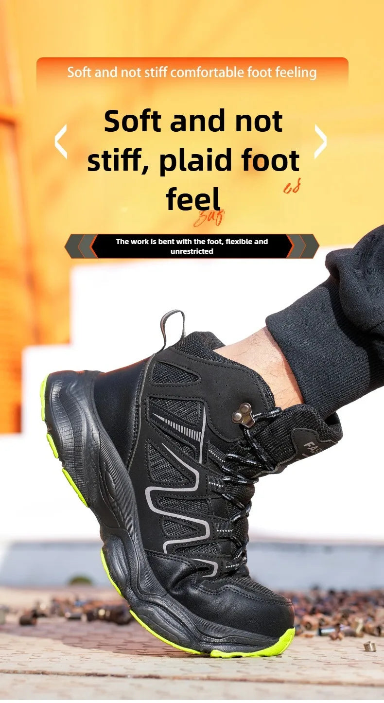 Botas de seguridad indestructibles para hombre, anti-aplastamiento, anti-perforación, para trabajos de construcción, con puntera de acero, botas de trabajo para hombre, calzado de seguridad laboral.