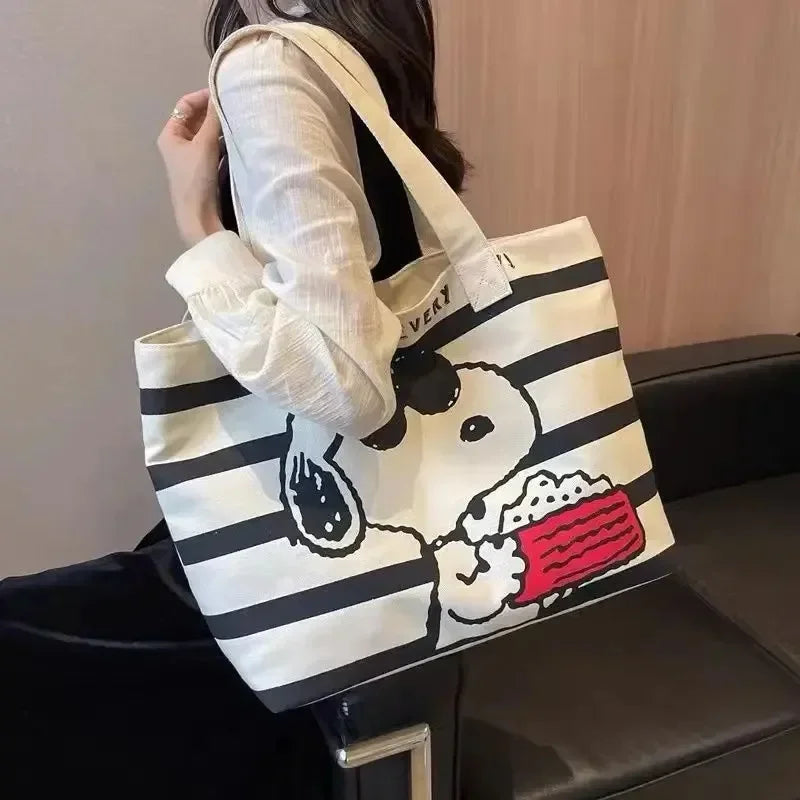 Bolso de lona de gran capacidad con diseño de Snoopy de Disney para estudiantes, ideal para guardar libros, ideal para mamás.