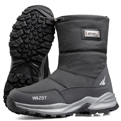Botas de nieve altas antideslizantes para hombre, para deportes al aire libre, estilo noreste, gruesas, cálidas e informales, de algodón, con terciopelo impermeable.