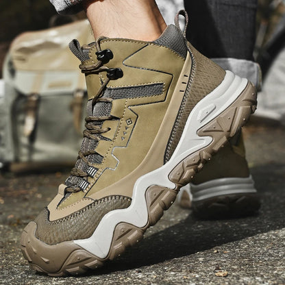 Retro Outdoor Motorcycle Boots Male Comfortable Leather Ankle Boots for Men New Trend Biker High Top Shoes Leisure Walk Botas