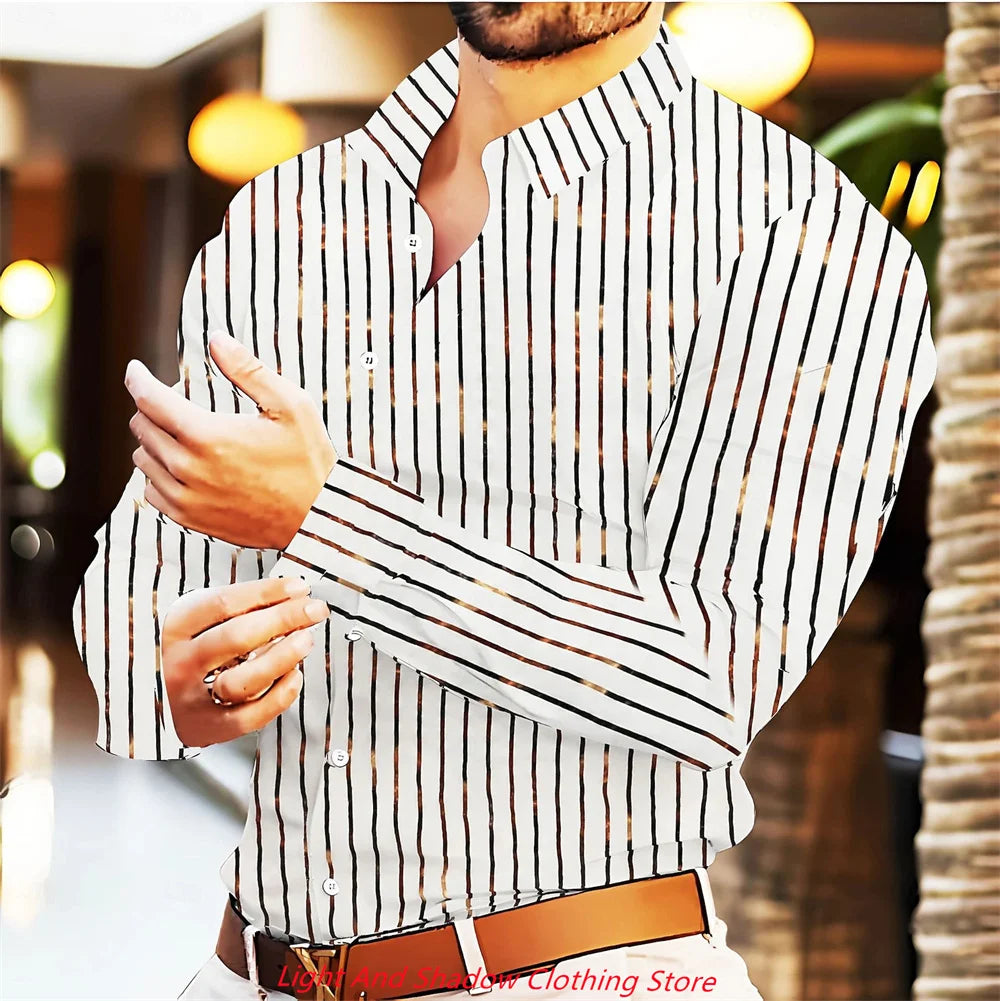 Camisa informal de hombre con estampado de cuadros, abotonada, ideal para vacaciones en Hawái. Manga larga, cuello alto, perfecta para primavera y otoño.
