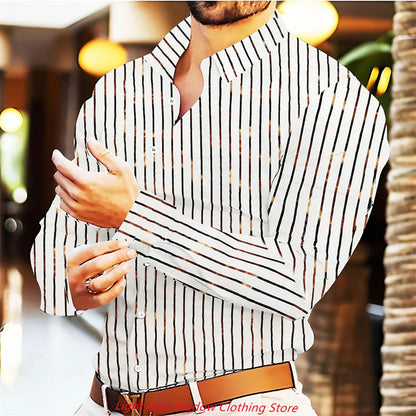 Camisa informal de hombre con estampado de cuadros, abotonada, ideal para vacaciones en Hawái. Manga larga, cuello alto, perfecta para primavera y otoño.