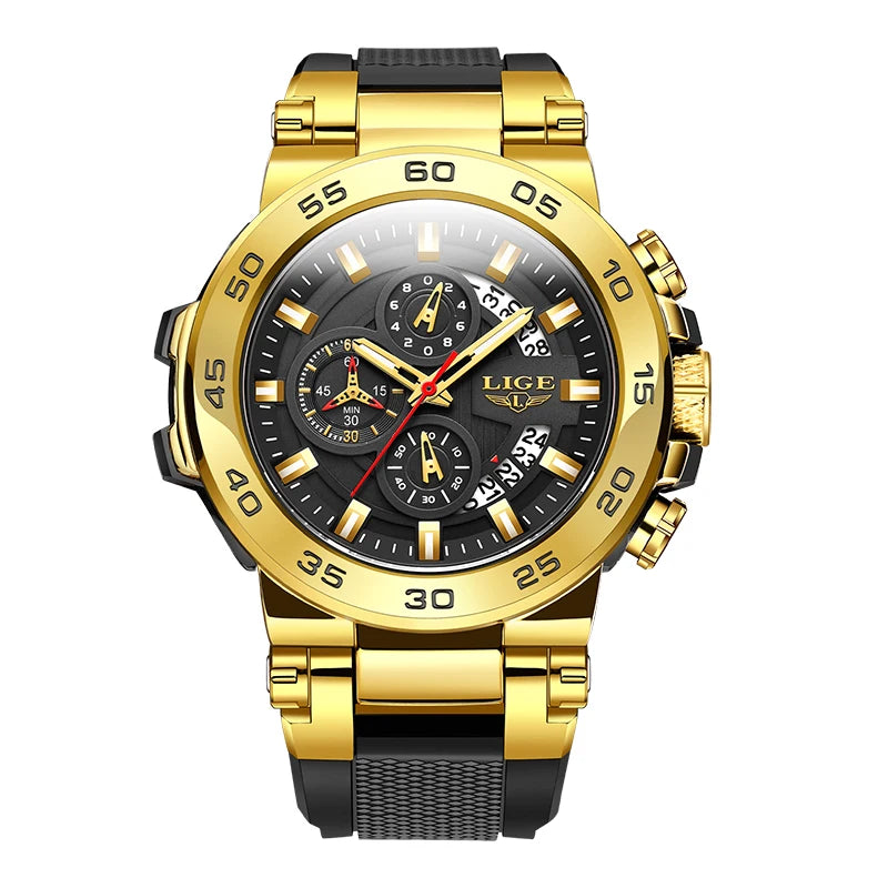 Relojes LIGE 2025 para hombre, nuevos, a la moda, con correa de silicona, sencillos, deportivos, militares, con fecha, resistentes al agua 50M, de cuarzo, para caballero, reloj + caja.