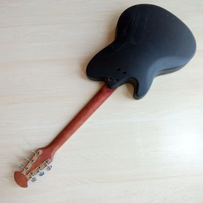 Guitarra acústica de fondo redondo con pequeños defectos, tapa flameada de alto brillo, 6 cuerdas, 38"