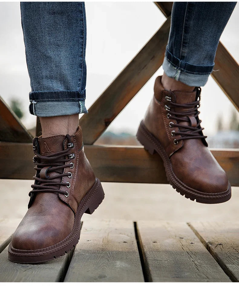 Botas de seguridad de trabajo para hombre, con puntera de acero de tamaño completo, a la moda, antirotura, zapatillas de trabajo, zapatos de seguridad indestructibles para hombre.